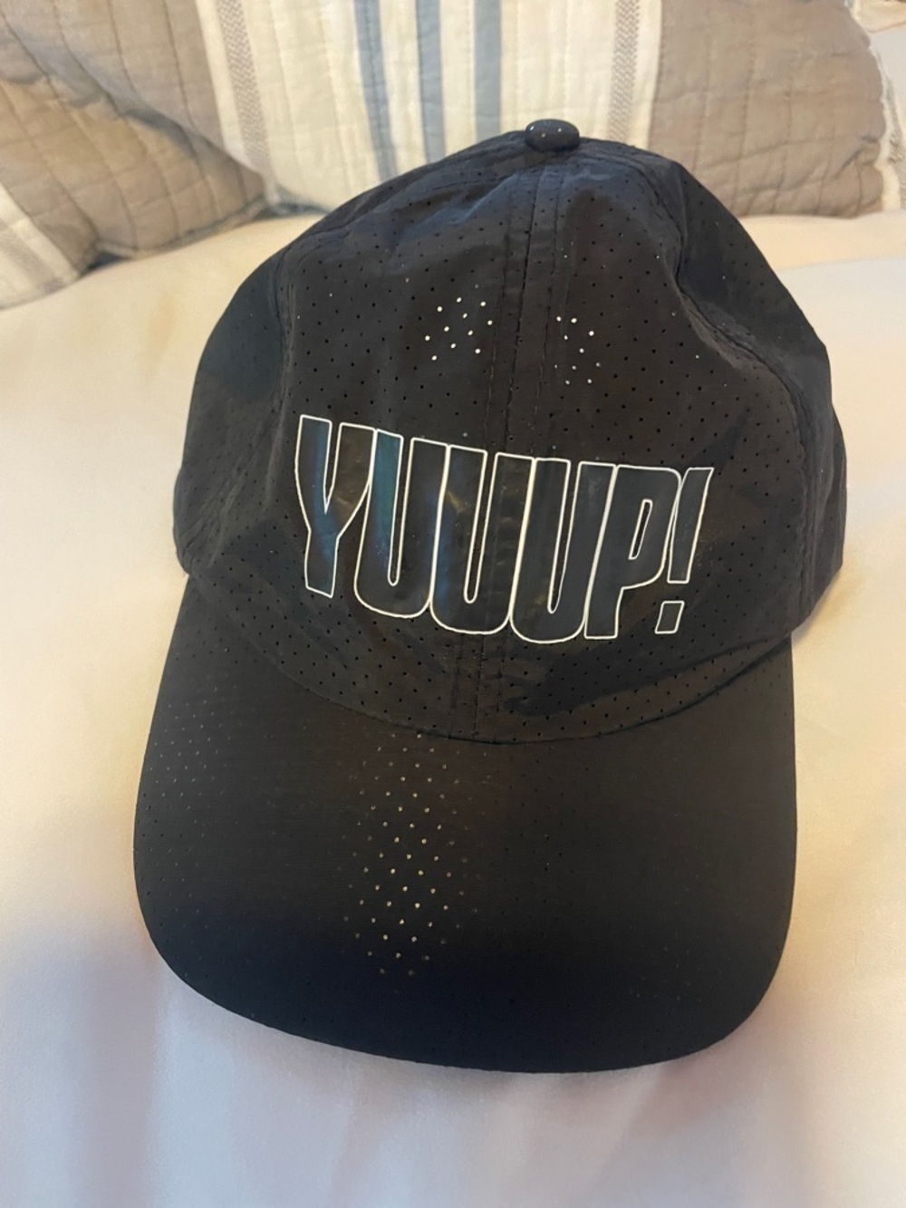 Black 'YUUUP!' Perforated Baseball Cap